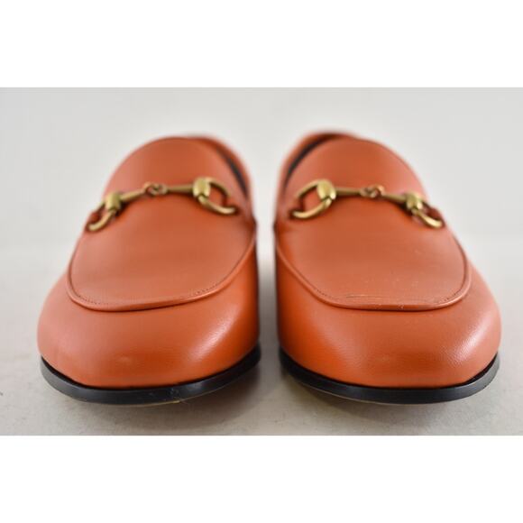 Gucci Brixton Collapsible Deep Orange Leather Horsebit Slipper Flat Loafer 36 - Picture 8 of 16